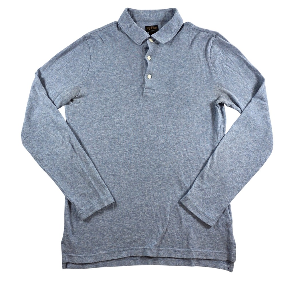 J.Crew Mens XS Blue Polo Cotton Cashmere Blend Long‎ Sleeve Shirt Heathered Knit
